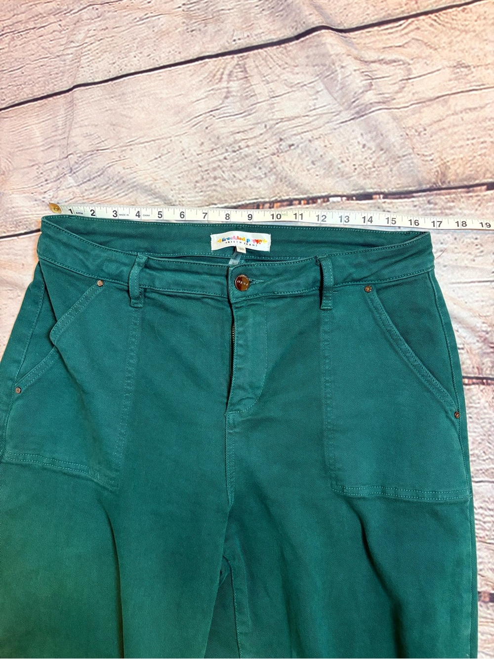 Risen Look at Me High Rise Green Ankle Cuffed Barrel Jeans - Picture 5 of 6
